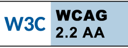W3C WCAG 2.2 AA logo indicating web accessibility standards.